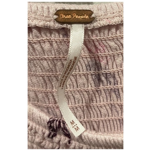 FREE PEOPLE Lana Off The Shoulder Pink Lilac Floral Bell Sleeves Tunic - Picture 5 of 7